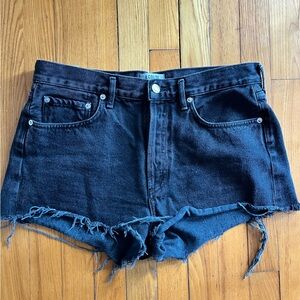 Agolde Black Distressed Denim Shorts